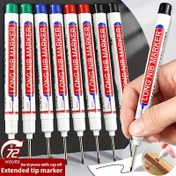 Resim 12 Adet Hassas Derin Delik İşaretleyicileri - 20mm Uzun Uç, Ahşap, Metal ve Plastik için Su Geçirmez Mürekkep Kalemler - Kırmızı, Mavi, Yeşil, Siyah 