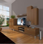 Resim Decoraktiv Eko 6 Mdf Dvd Krom Ayaklı Tv Ünitesi Tv Sehpası - Naturel Ceviz 