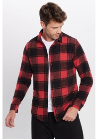 Resim Tudors Erkek Slim Fit Dar Kesim Oduncu Kareli Kışlık Gömlek-31993 Çok Renkli 