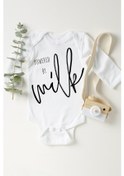 Resim Tuğbababy Baby Unisex Bebek Beyaz Powered By Milk Çıtçıtlı Body Kız Erkek 