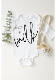 Resim Tuğbababy Baby Unisex Bebek Beyaz Powered By Milk Çıtçıtlı Body Kız Erkek 