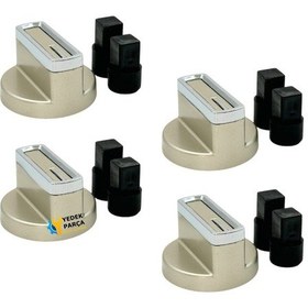 Resim Ocak Düğme Takımı Universal 4 Lü Gold Çizgili Çift Adaptörlü 