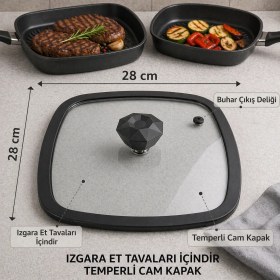 Resim Arcak2 Diamond Kare 28X28 Silikon Cam Kapak ve Elmas Kulp 