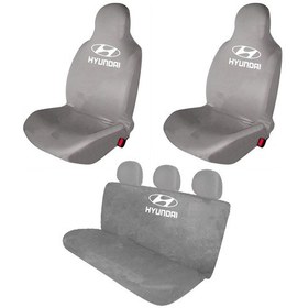 Resim Hyundai Accent Era Penye Oto Koltuk Kılıfı - Marka Logo Baskılı - Gri 