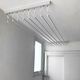 Resim Sankur Beyaz Asansörlü Çamaşır Kurutma Askısı - Kurutmalık 6 Sıra 180 cm Boyunda 