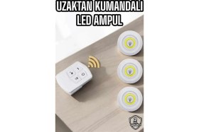 Resim LED Lamba 3'lü Uzaktan Kumandalı Yapışkanlı Beyaz Işık 