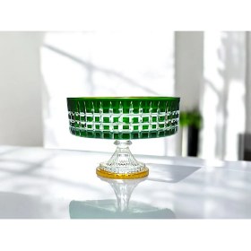 Resim Paşabahçe Gold Detay Yeşil Kristal Kesme Kase 25CM 