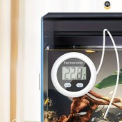 Resim 1/2 adet Dijital Akvaryum Termometresi, Prob ile, LCD Ekran, Manyetik Arka ve Stand, Fahrenheit/Celsius Anahtarı, Plastik, Pil ile Çalışır, Şarj Edilemeyen Düğme Pil ile, Kapalı Balık, Akvaryum Bitkileri, Salamandralar, Sürüngenler için 