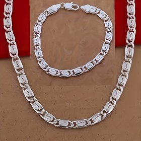 Resim Avrupa ve Amerikan Tarzı Basit Çiftler İçin Eşleşen Düz Yüzük Kalp Kilitli Kolye + Bileklik Seti - Erkek Arkadaş/Kız Arkadaş Düğün Hediyesi, Kadınlar İçin Uygun 