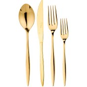 Resim Aryıldız Noble Pvd 24 Parça 6 Kişilik Çatal Kaşık Bıçak Takımı Parlak Gold 