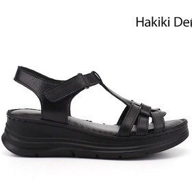 Resim Gönderi(r) Kadın Siyah Cırt Bantlı Dolgu Topuk Hakiki Deri Sandalet 