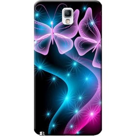 Resim Ceppare Samsung Galaxy Note 3 Kılıf Desen Baskılı Silikon Kapak Kelebek Dalga STK:113 