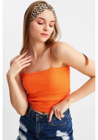 Resim Kadın Çapraz Bağlamalı Pamuklu Penye, Kaymaz, Yumuşak, Esnek, Saç Bandı Bandana - Tek Ebat / Leopar Leopar 