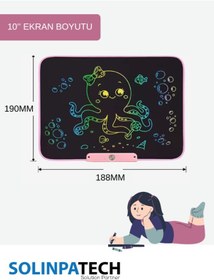 Resim Solinpatech 10'' Şarj Edilebilir Dijital Yazı Çizim Tableti Pembe 