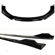 Resim Omg Oto Citroen C3 Picasso 2013-2017 Piona Black Şeritli Ön Lip ve Yan Marşpiyel Seti Piona Black 