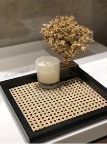 Resim Rattan Hazeran Kare Tepsi Siyah %100 Doğal Hazeran M019 