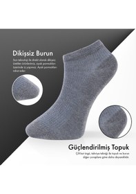 Resim Lion Monroe Saf Bambu Erkek Patik Düz Kısa Gri Melanj Çorap Dikişsiz Premium Kutulu 6'lı L5952aznp Softaura 