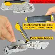 Resim Premium Çinko Alaşım Çok Fonksiyonlu Katlanır Alet - Ergonomik Tutuşlu Manuel Geri Çekilebilir EDC Kullanım Sapı, DIY Projeleri, Dış Mekan & El İşi için Çok Renk Seçenekleri (Sarı/Mavi/Kırmızı/Yeşil/Gri) - Dayanıklı Yapı (Bıçak Dahil Değildir) 