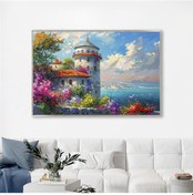 Resim Yağlı Boya Dokulu Tablo Modern İstanbul Manzarası Gümüş Çerçeveli U06025-178990 