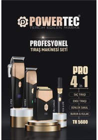 Resim Powertec TR-5600 Pro 4in1 Profesyonel Tıraş Makinesi Seti + Önlük 