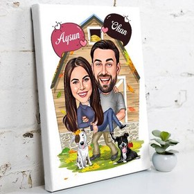 Resim Orman Evi Keyfi Yapan Çiftler Kanvas Tablo 