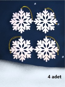Resim Yılbaşı Çam Ağacı Süsleri Kar Tanesi 4 Adet 9 X 9 Cm Kar Taneleri 