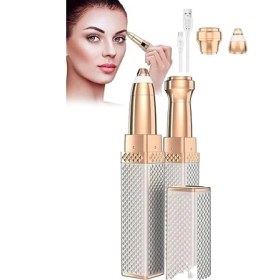 Resim Luxury 2 Başlıklı Şarjlı Işıklı Kaş Bıyık Alma Vücut Kadın Tüy Epilasyon Aleti ve Mini Parfüm Şişesi 