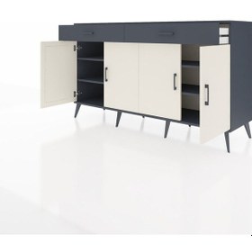 Resim Hyperion Konsol 4 Raflı 2 Çekmeceli 4 Kapaklı 176x44x99 Antrasit-aytaşı/antrasit Antrasıt/aytası - Antrasıt 
