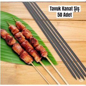Resim Tavuk Kanat Şişi 50 Adet-yassı Silme Demir-tavuk Şişi Boy 60cm 
