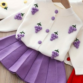 Resim 2025 Yeni Moda Kızlar İçin İlkbahar/Sonbahar Seti: Örgü Kazak ve Pilili Etek İki Parça Kıyafet, Dış Mekan Kullanımı İçin Mükemmel 