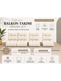Resim Sofmina Leke Tutmaz 2-1-1 Balkon Bahçe Minder Seti - Fermuarlı Yıkanabilir Içi Dolu 
