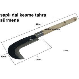 Resim Sürmene Dal Kesme Bıçağı Orak Tırpan Ahşap Saplı Budama 