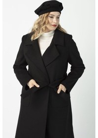 Resim Moda Berray 904 Siyah Mono Yaka Torba Cepli Kaşe Kaban Siyah 