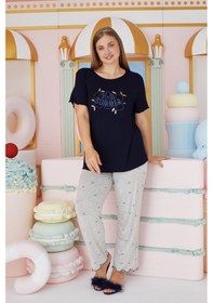 Resim Sevim Kadın Büyük Beden Kısa Kol Lacivert Pijama Takım C1t4n7o51 001 