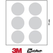 Resim 3M Gri Reflective (Reflektif) 6'lı Daire Sticker Etiket Modeli 