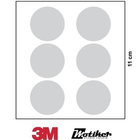 Resim 3M Gri Reflective (Reflektif) 6'lı Daire Sticker Etiket Modeli 