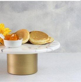 Resim Akayev Mermer 25 CM Metal Ayaklı Leylak Yuvarlak Sunum Tabağı 