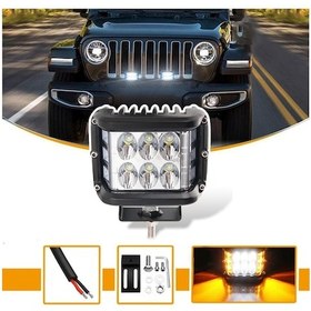 Resim Off Road Led Lamba Delici Yayıcı Beyaz Turuncu Flaşlı Kare Sis Farı Projektör 45w 12 Led Metal Arazi Çalışma Lambası 1 Adet 00 Şüscaroto Aksesuar 