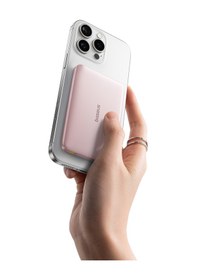 Resim Baseus Picogo 0.3'' Ultra İnce 5000mah Magsafe Kablosuz Powerbank, Pembe Pembe 