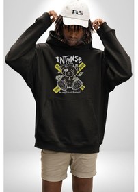 Resim Geçilmez Bölge Kadın Erkek Siyah Kapüşonlu Sweatshirt Hoodie Siyah 