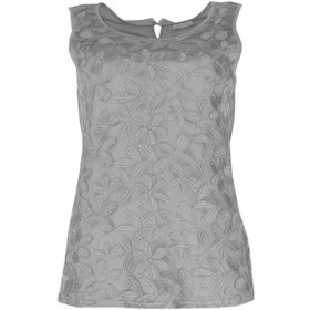 Resim Bulalgiy Kadın Gri Danteli Kolsuz Bluz - Bga207074 