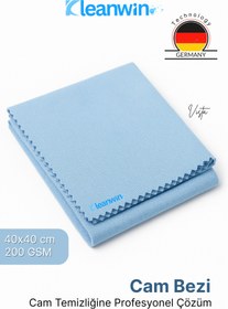 Resim Kleanwin Vista Mavi Mikrofiber Cam Bezi 40x40 cm 200 GSM – Araba ve Ev Cam Temizlik Bezi 