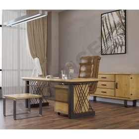Resim NT Concept Ntconcept Kain Doğal Ahşap Dörtlü Ofis ve Çalışma Odası Takımı-140'lık Takım 