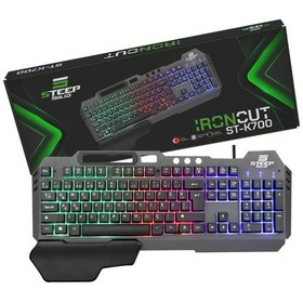 Resim Steep Solid ST-K700 Mekanik Hisli Bilek Destekli Kablolu Rainbow Işıklı Oyuncu Klavye 