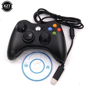 Resim Black-1pcs Usb Kablolu Joypad Gamepad Pc Oyun Denetleyicisi İçin Microsoft Oyun Sistemi Win7 10 Siyah Beyaz Yeni 