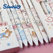 Resim 6'lı Yeni Hello Kitty Kuromi Karikatür Pürüzsüz Hızlı Kuruyan Tıklama Jel Kalem Yüksek Görünümlü Siyah İmza Kalemi, Çalışma ve Ofis İçin Uygun 