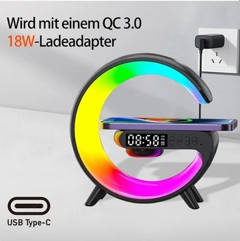 Willowhaven Siyah Çok Amaçlı Kablosuz Hoparlörlü Rgb Led Avize Dokunmatik Alarmlı Kablosuz Şarj