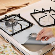 Resim Teflon Gaz Ocak Koruyucu Kapak, 0.12mm Kalınlık, Tekrar Kullanılabilir, Yapışmaz, Hızlı Temizleme Mutfak / Pişirme Matı Ev Mutfak Malzemeleri için. 