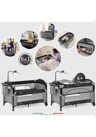 Resim Elele Bonte 2 6in1 Lüks Anne Yanı Oyun Parkı Park Yatak Xl 70x120 Cm Gri-siyah - Gri-siyah 