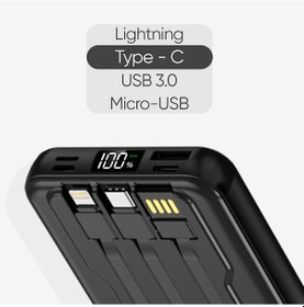 Resim 10.000 Mah Kablosuz Hızlı Şarjlı Magsafe Powerbank Led Ekranlı Dahili Kablolu Powerbank Siyah 